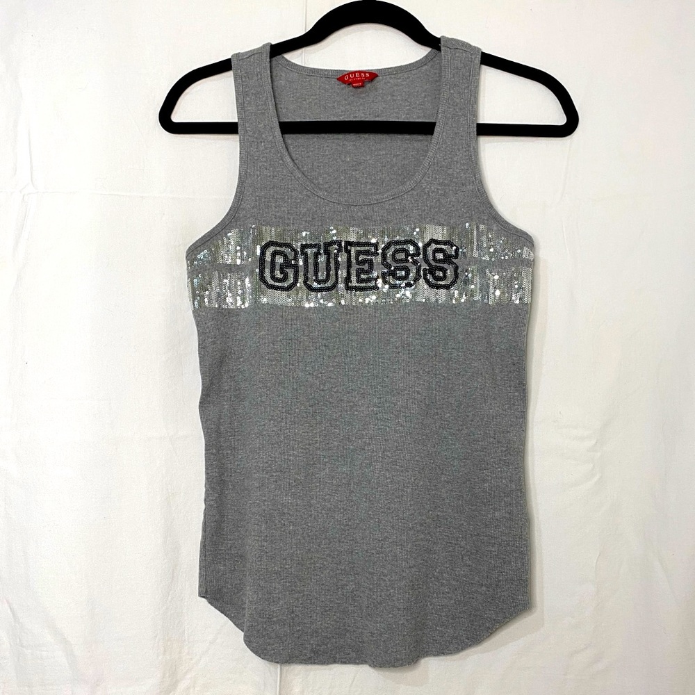 Guess Gray sequence logo tank top.